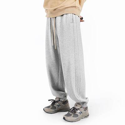 BEVOLAND 冬季春秋潮流运动裤男生加绒加厚宽松束脚卫裤休闲裤子