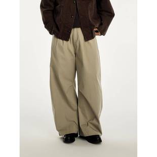 简约百搭素色宽松镰刀长裤 纯棉材质 男女 弧形廓形设计 AWT24AW