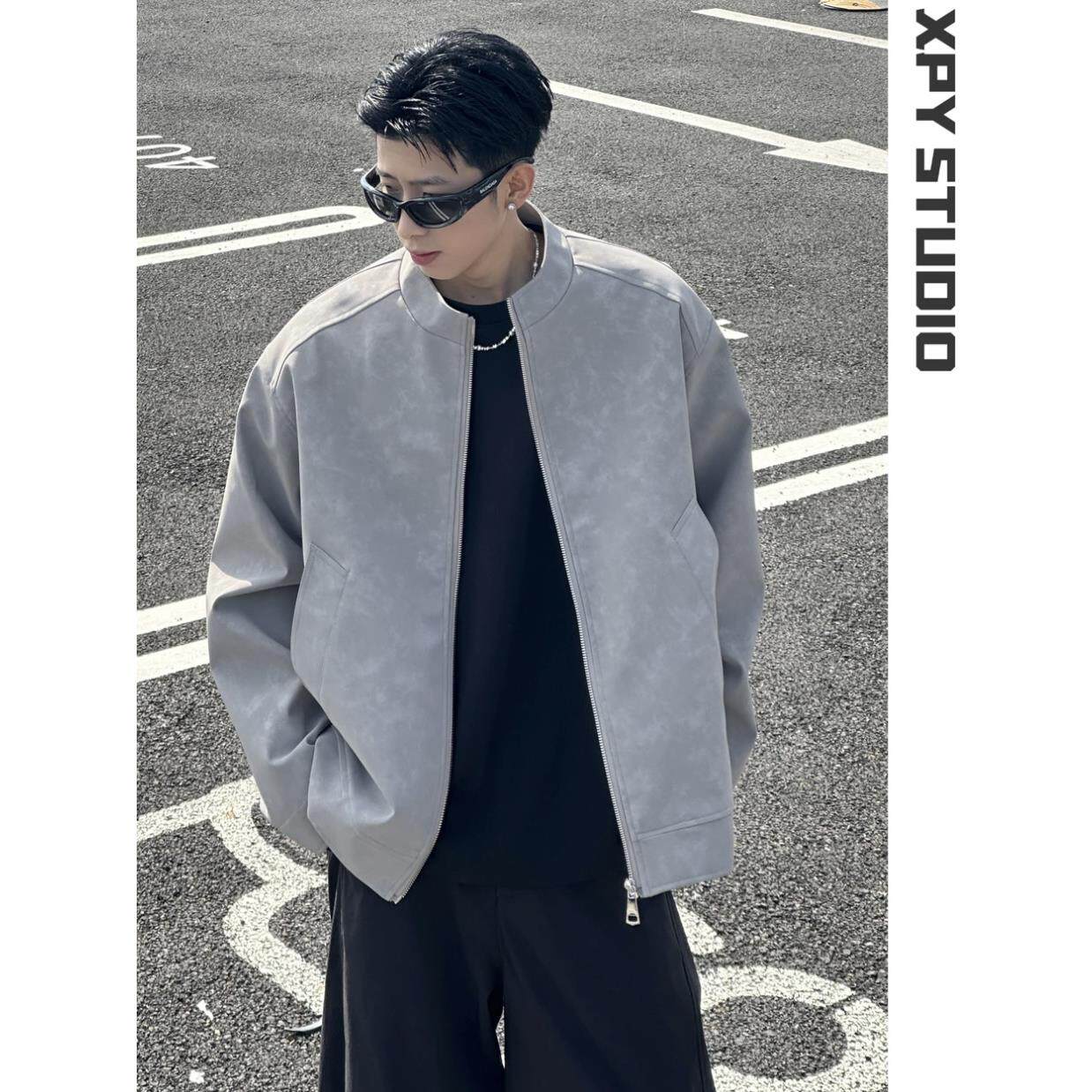 XPY丨春季简约高级感皮衣百搭潮流雾感夹克 男女同款休闲痞帅外套