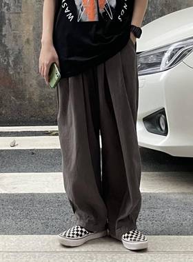 B东日系男装ins潮牌宽松直筒阔腿休闲裤cityboy男女四季简约长裤