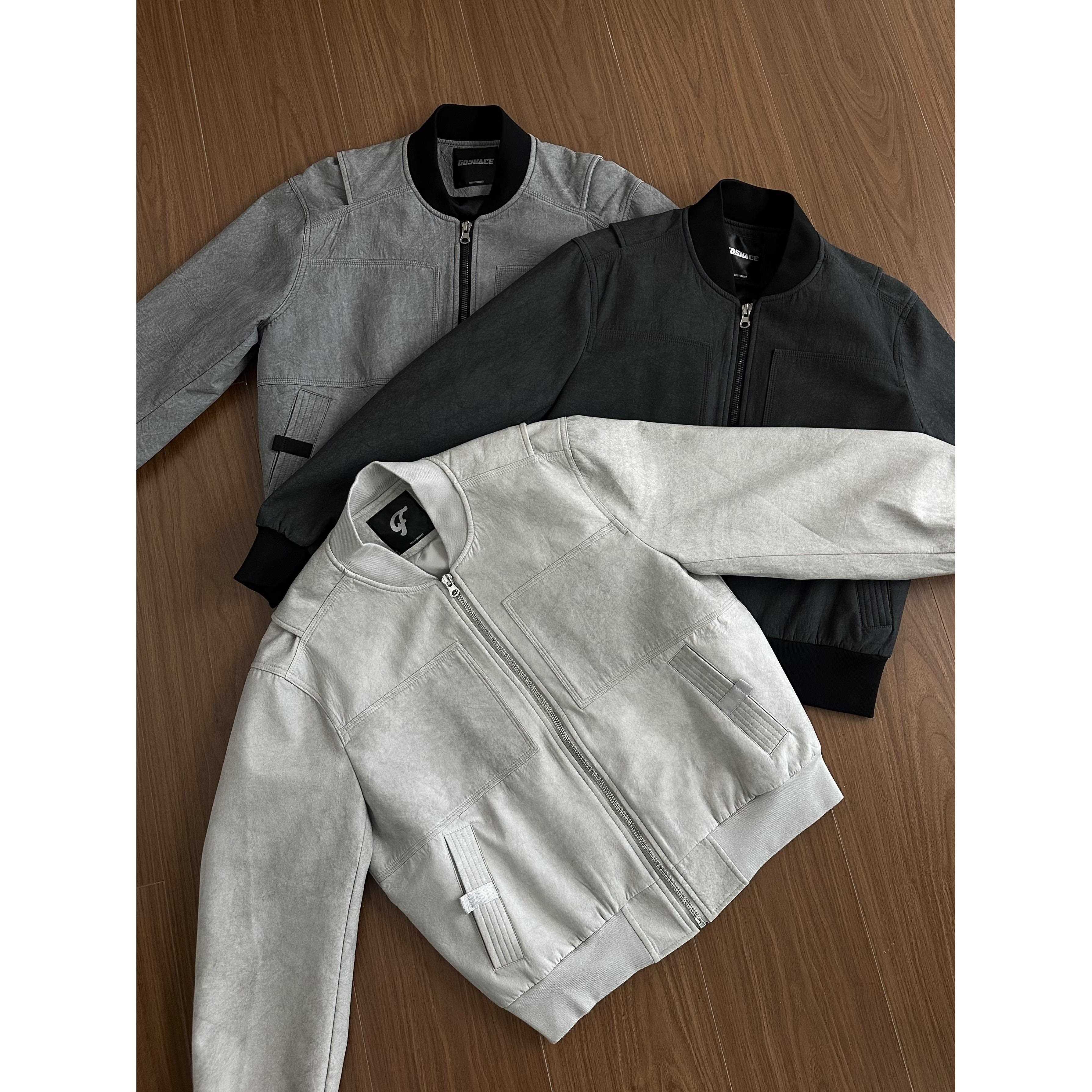 GOSNACE/GOS 石灰短款BOMBER外套男休闲cleanfit国潮棒球领夹克