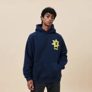 A11SLAVE徽章印花加绒卫衣秋冬百搭宽松男女情侣国潮美式街头帽衫