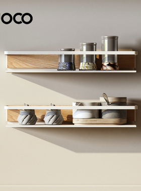 UOCO由可奶油白色厨房置物架壁挂太空铝收纳架调味料架子免钉挂件