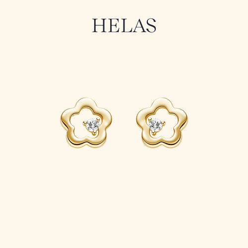 HELAS赫拉14K金培育钻石耳钉耳环
