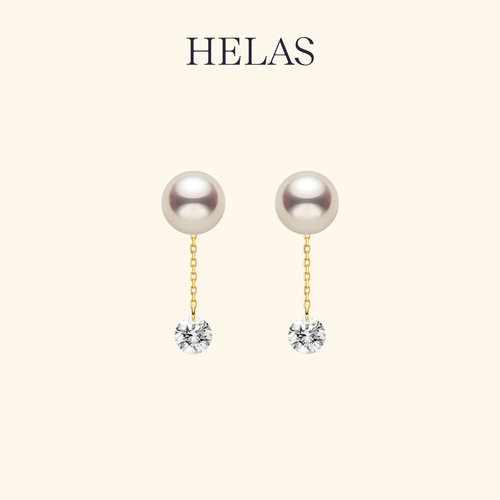 HELAS赫拉淡水珍珠耳坠女14K金