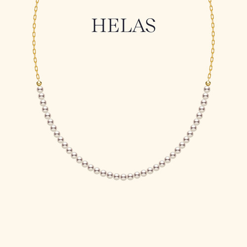 HELAS赫拉有核淡水珍珠项链女小米珠串珠项链S925银珠宝颈链