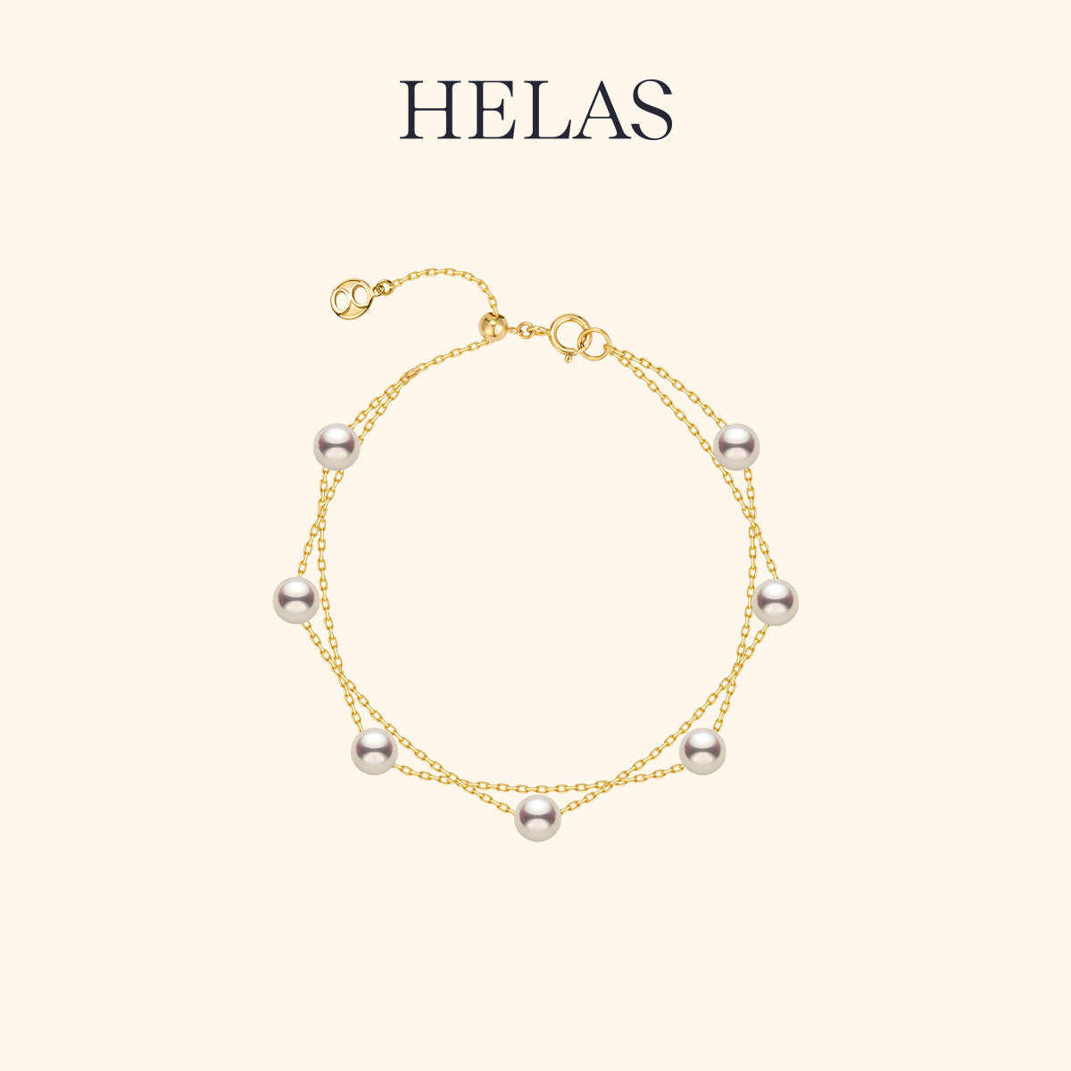 HELAS赫拉Akoya海水珍珠手链女双层满天星珍珠手链珠宝金首饰官方