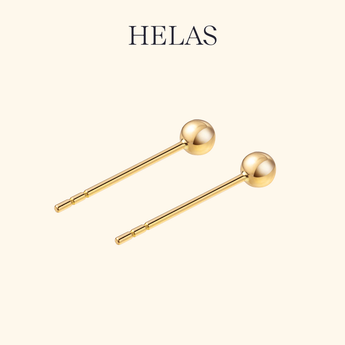 HELAS赫拉极简系列18K金圆球耳钉耳环au750耳饰女养耳洞珠宝