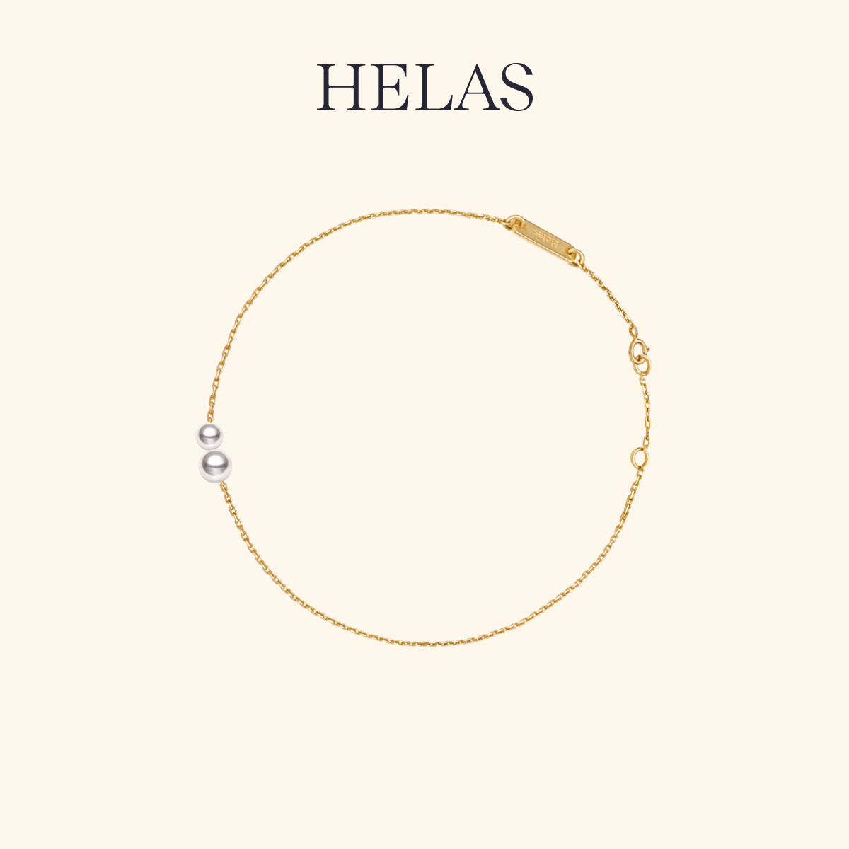HELAS赫拉双珠海水珍珠手链18K金