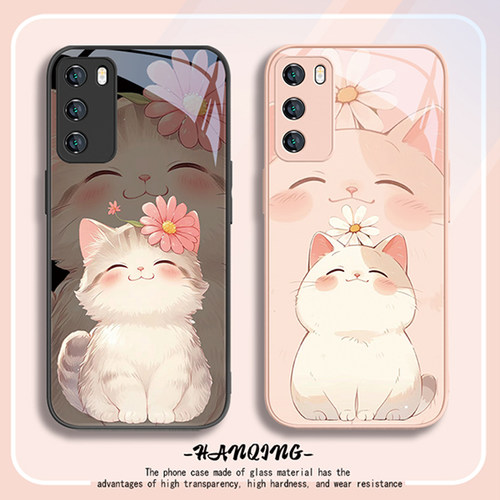 猫咪花朵情侣可爱高级感液态玻璃