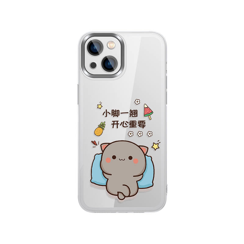 适用iPhone17/13手机壳苹果16/14promax新款15苹果xr卡通8plus蜜桃猫mini自带镜头膜11镜头