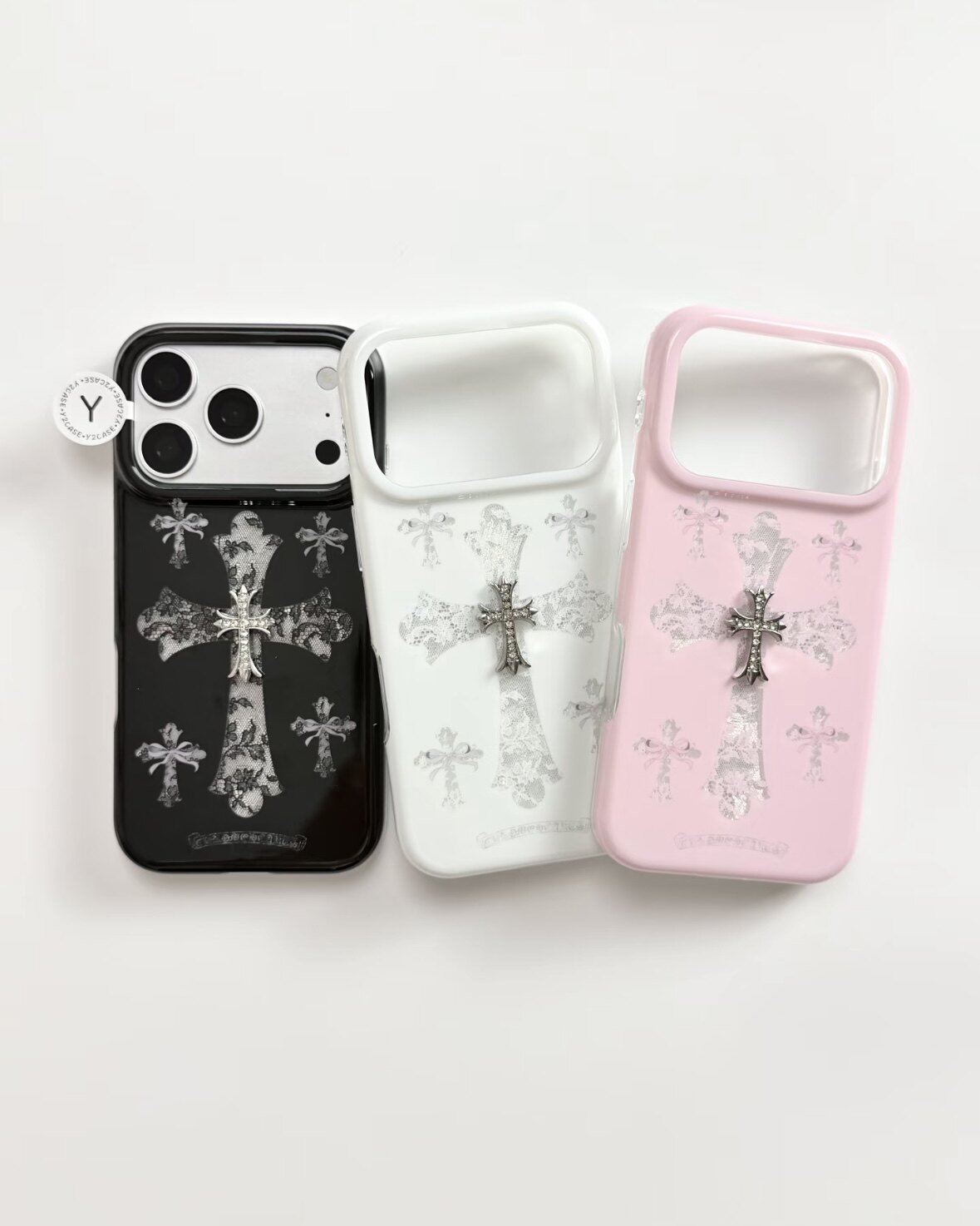 新款甜酷蕾丝立体十字架手机壳适用iPhone17promax带y2k辣妹手链16promax全包防摔15pro软壳