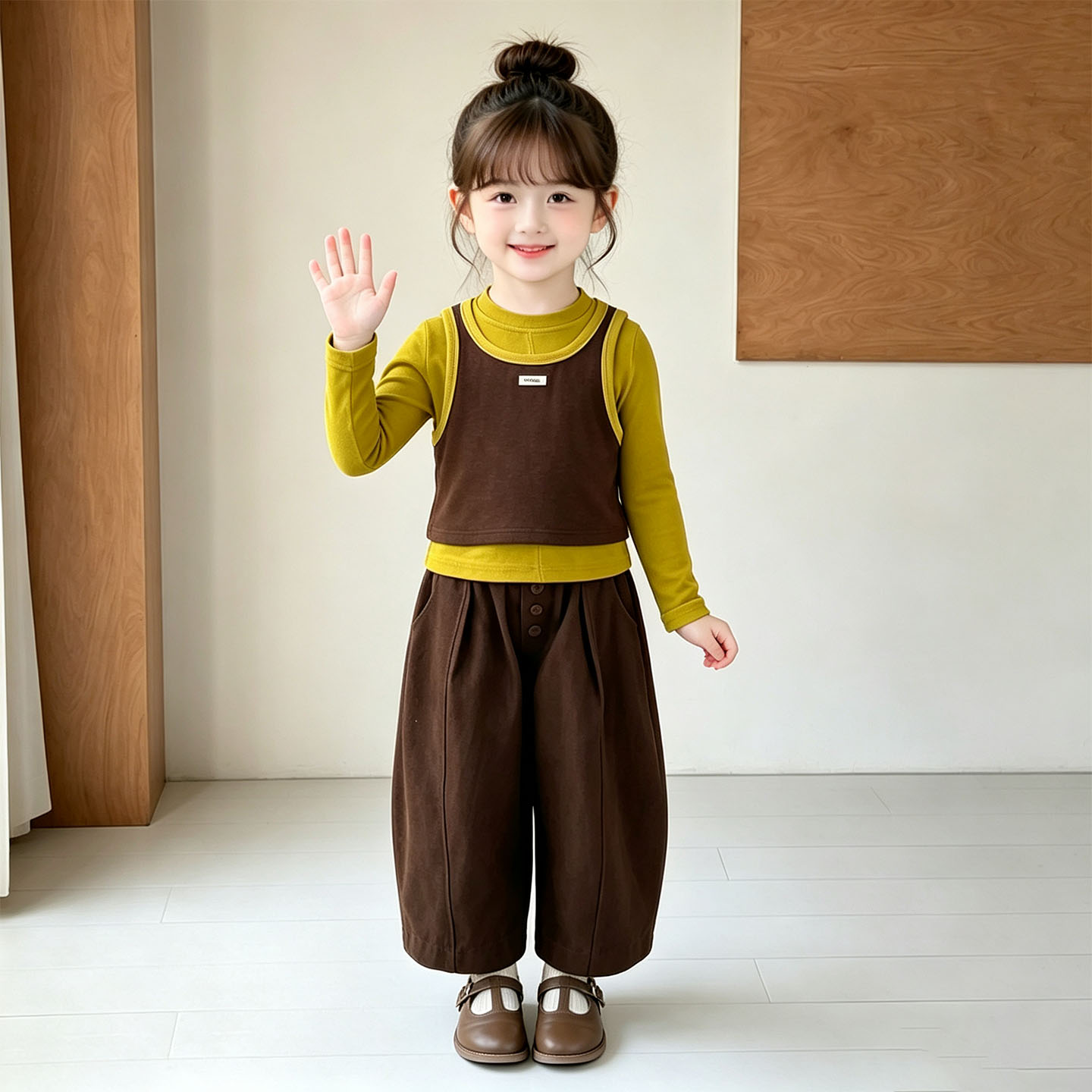 女童秋季撞色背心打底裤三件套图片