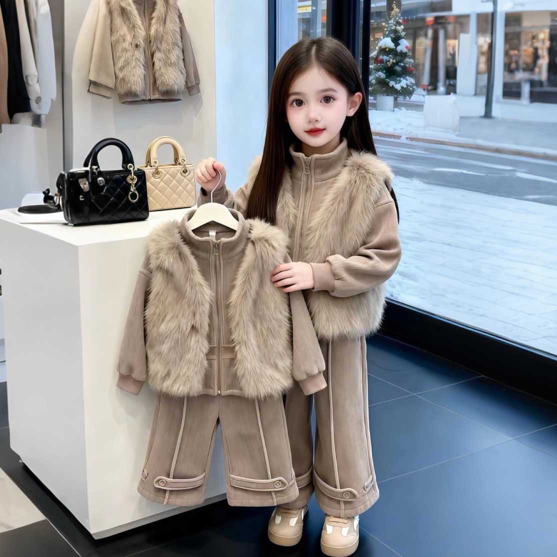 女童套装秋冬款2025新款儿童网红洋气毛毛马甲舒适韩版时尚套装潮,童装/婴儿装/亲子装,套装,淘宝优惠券,粉丝福利购,淘宝优惠卷