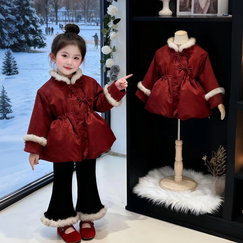 加厚小女孩气质棉衣上衣拜年服