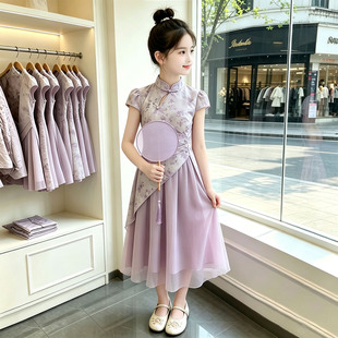 女童汉服连衣裙2026新款夏季女孩中式国风旗袍裙大童洋气连衣裙