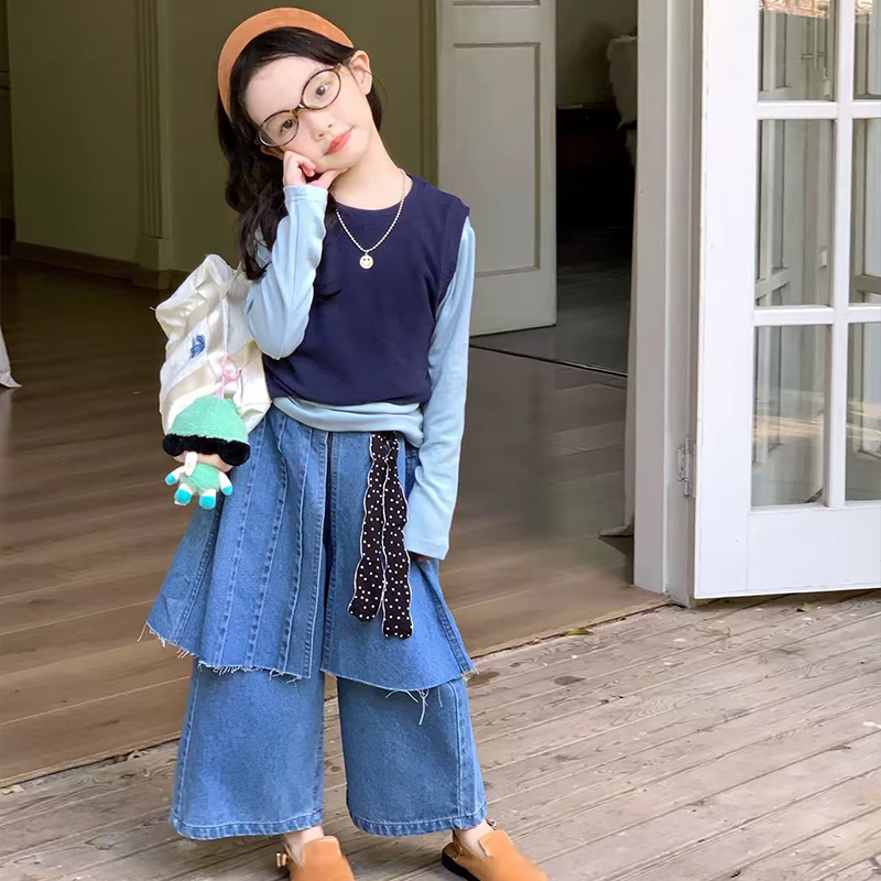 女童套装春季韩系背心屁帘牛仔裤