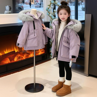 女童加厚派克服2025秋冬新款 韩系时髦连帽外套女宝洋气百搭派克服