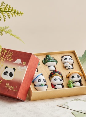 可爱熊猫木雕摆件钥匙扣伴手礼