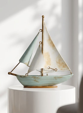 复古帆船铁艺模型桌面装饰摆件