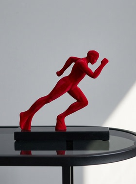 现代简约红色抽象人物雕塑摆件