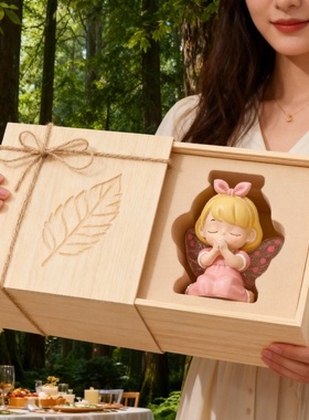 手工木质小天使装饰摆件礼盒装