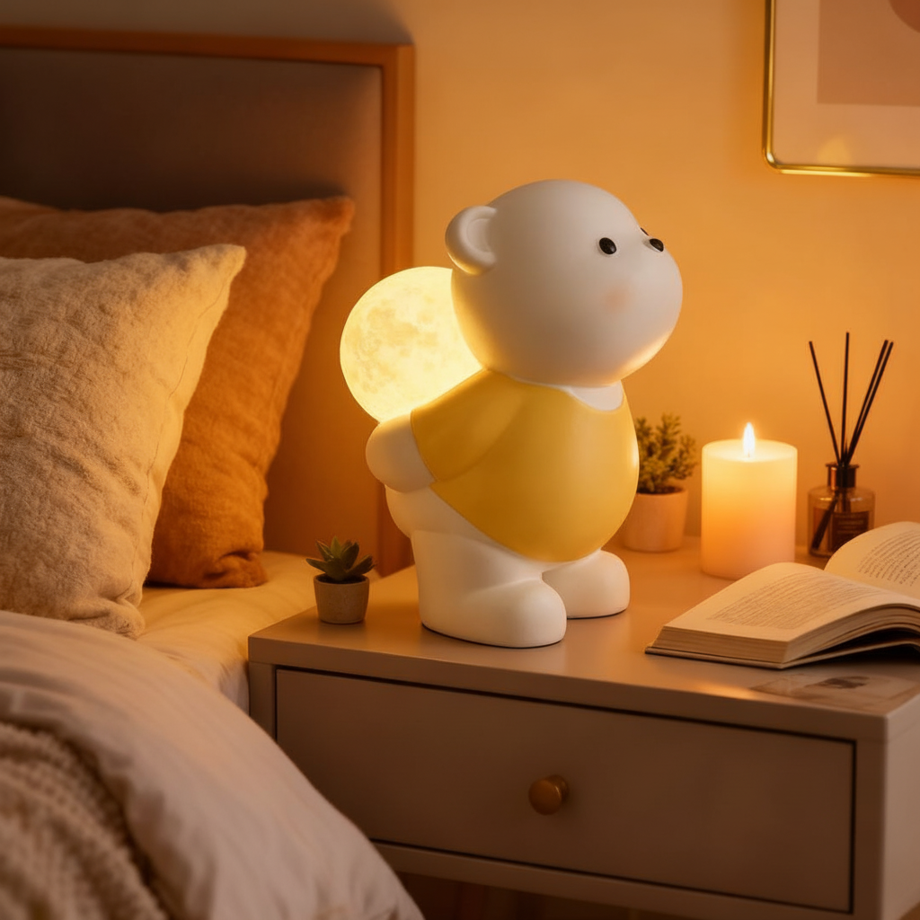 可爱小熊月亮LED卧室伴睡氛围灯