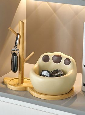 猫爪玄关钥匙收纳摆件入户进门置物架客厅装饰乔迁新居礼品送朋友