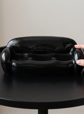 创意奶酪造型陶瓷装饰摆件黑色