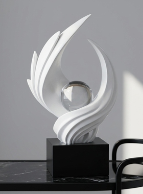 现代简约抽象白色有机雕塑摆件