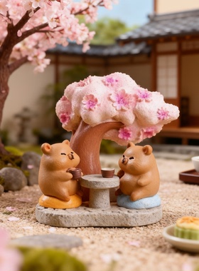 日系可爱小熊樱花茶几摆件