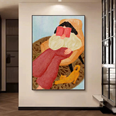 沙发背景抽象人物装 客厅玄关艺术卧室纯手绘背景墙壁挂画 饰画竖版