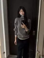 Korean Autumn and Winter Wool Blend Jacquard Texture High-End Atmosphere Fake Two-Piece Knitted Turtleneck Button-Up Sweater