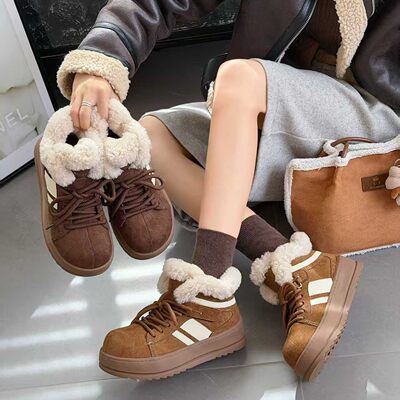厚底雪地靴女2025秋冬新款复古加绒加厚保暖毛毛鞋百搭休闲棉鞋