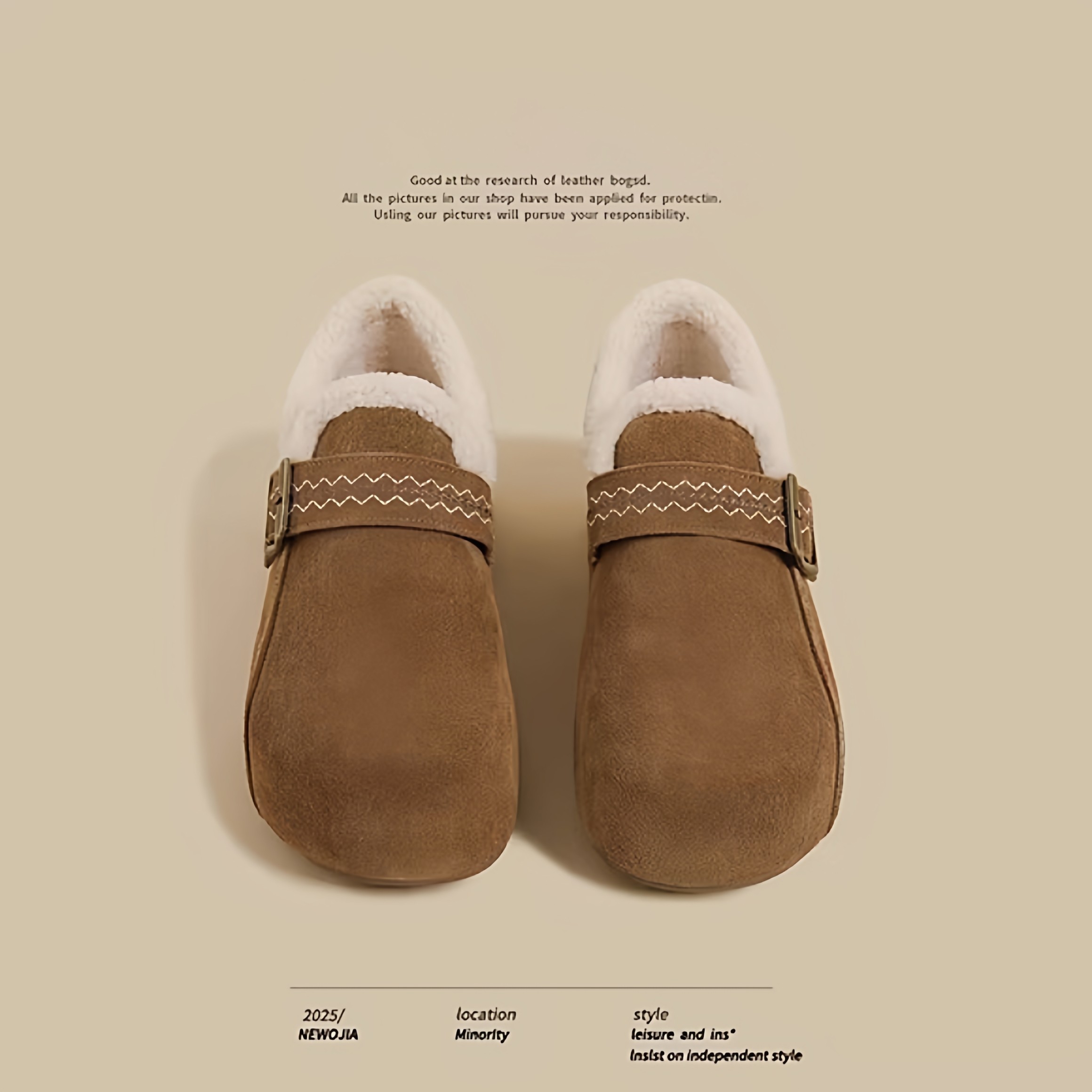 2025秋冬季新款平底乐福鞋女复古磨砂加绒勃肯棉鞋内增高毛毛鞋子,女鞋,乐福鞋（豆豆鞋）,淘宝优惠券,粉丝福利购,淘宝优惠卷