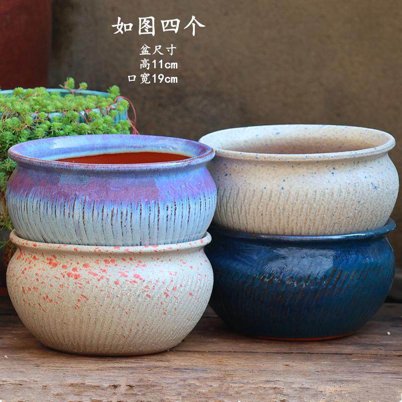 手工粗陶带脚大口径花盆多肉植物盆陶瓷花盆透气紫砂罐老桩绿植盆,鲜花速递/花卉仿真/绿植园艺,花盆,淘宝优惠券,粉丝福利购,淘宝优惠卷
