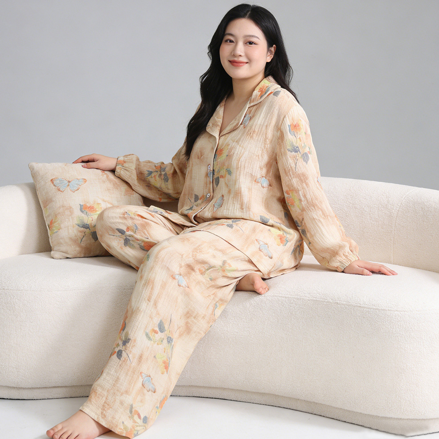 胖mm大码高级感睡衣2026新款春秋纯棉月子服翻领开衫200斤家居服,女士内衣/男士内衣/家居服,睡衣/家居服套装,淘宝优惠券,粉丝福利购,淘宝优惠卷