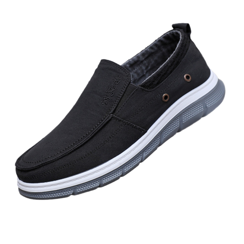 老北京布鞋男单鞋套脚透气百搭轻便休闲鞋秋季中老年软底爸爸鞋子
