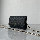 香纳儿质头层鱼子酱牛皮发财包小众高级质感链条包菱格百搭小方包