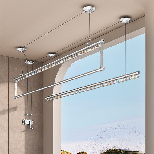 十字筋手摇升降晾衣架