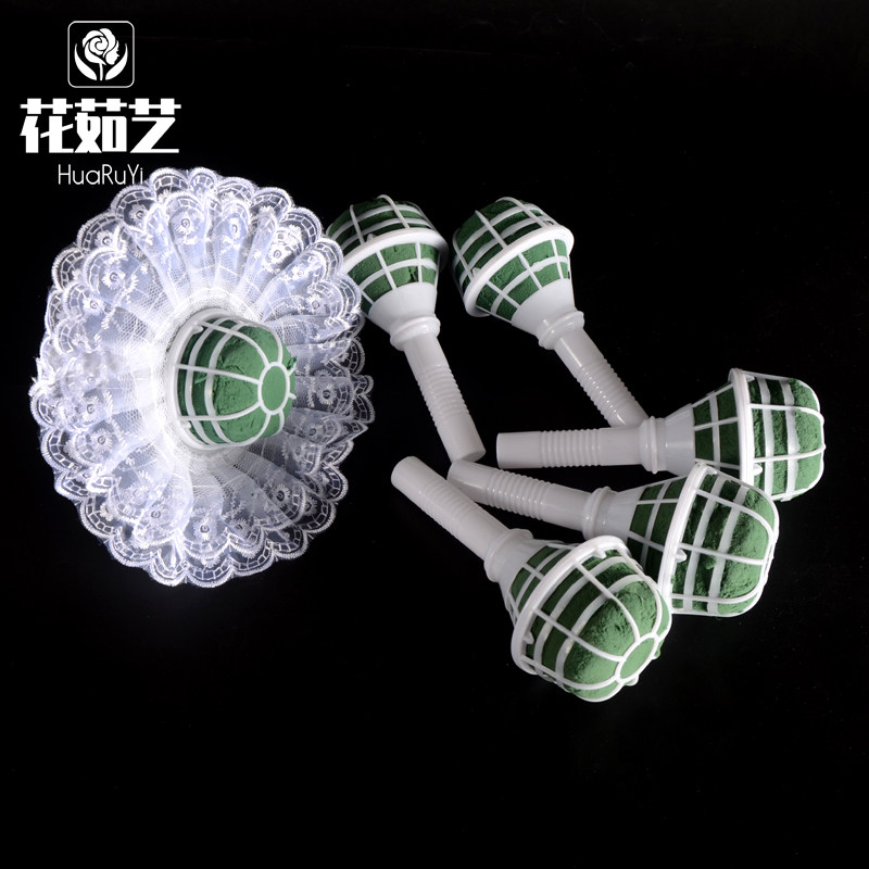 花茹艺带泥花托新娘手捧花手工diy制作材料婚庆蕾丝花托边 花店用