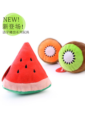 Aduck宠物互动解闷毛绒发声狗狗玩具水果西瓜奇异果洁齿磨牙