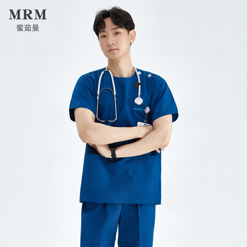 蜜茹曼洗手衣女手术服短袖手术室医生刷手服工作服圆领手术衣套装