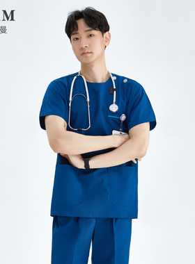 蜜茹曼洗手衣女手术服短袖手术室医生刷手服工作服圆领手术衣套装