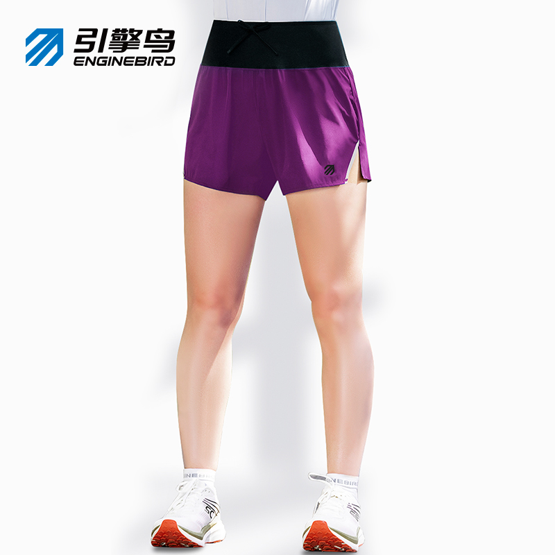 引擎鸟2025新款马拉松运动专用男女跑步速干短裤外穿健身黑色高腰