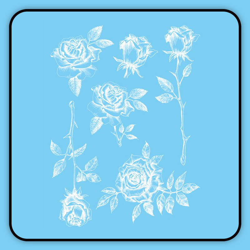 白色镂空玫瑰花纹身贴防水小清新简单花朵网红少女一次性文身贴纸