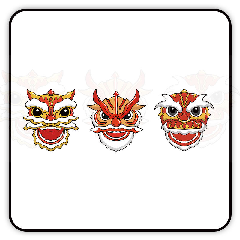 醒狮纹身贴中国风个性彩色可爱小图案一次性防水纹身贴纸男女国潮