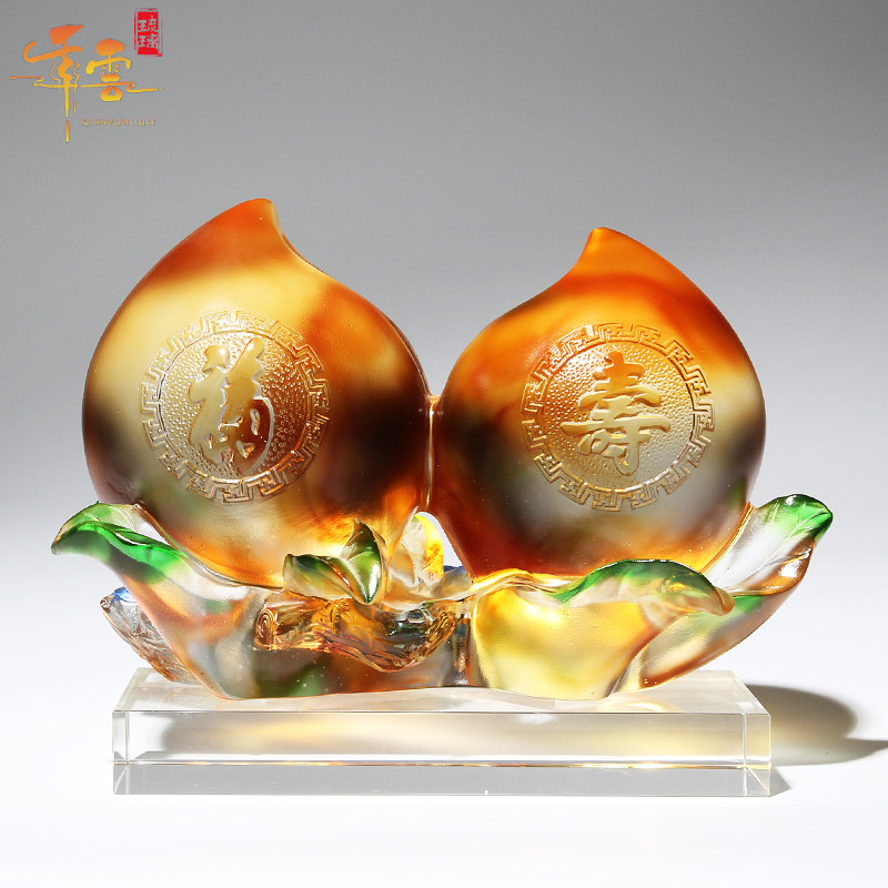 琉璃水晶送给长辈爷爷奶奶寿桃