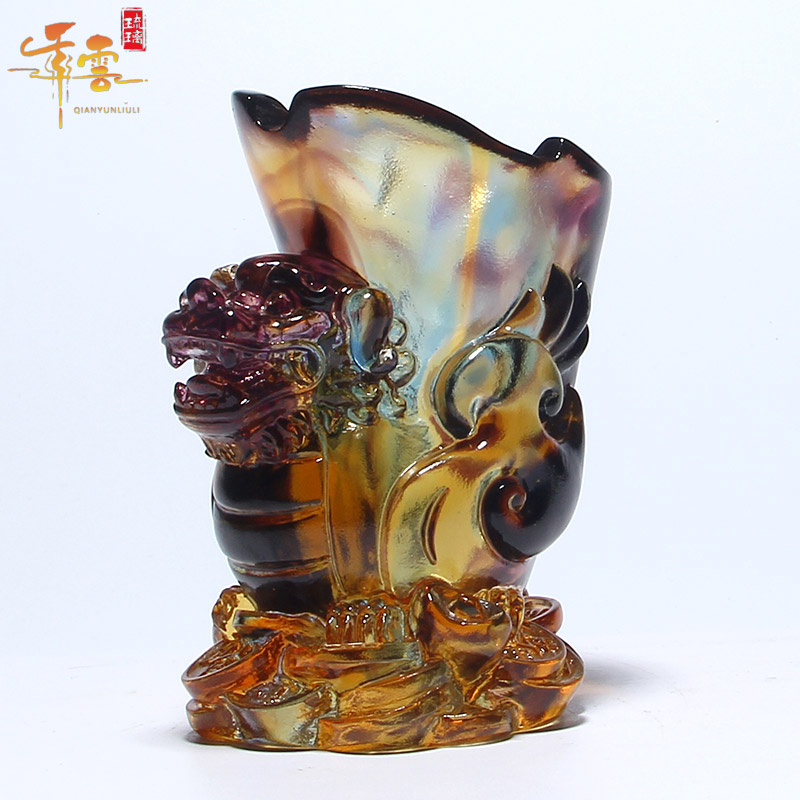 琉璃水晶笔筒教师节办公室桌面