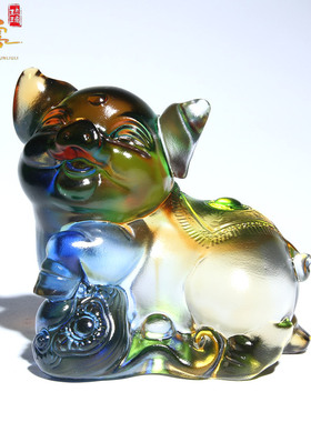 琉璃摆件可爱小猪玄关装饰品招财